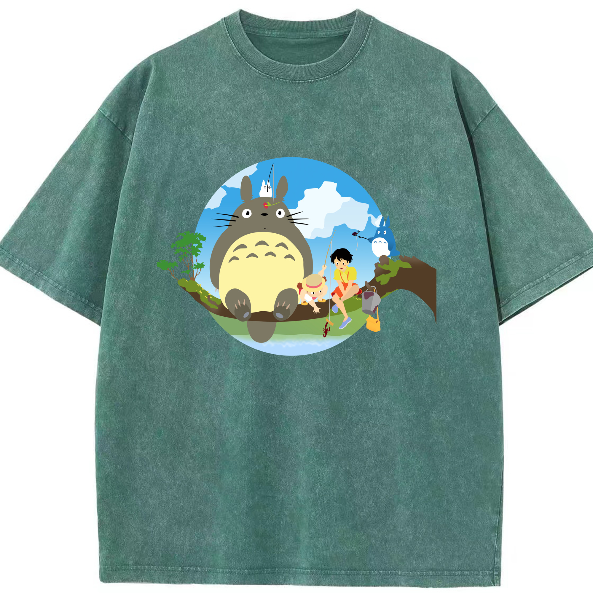 （画像用） となりのトトロ 草壁メイ 草壁サツキ My Neighbor Totoro Satsuki Kusakabe Mei Kusakabe 綿100% ヴィンテージ風 半袖Tシャツ（フロントプリント）
